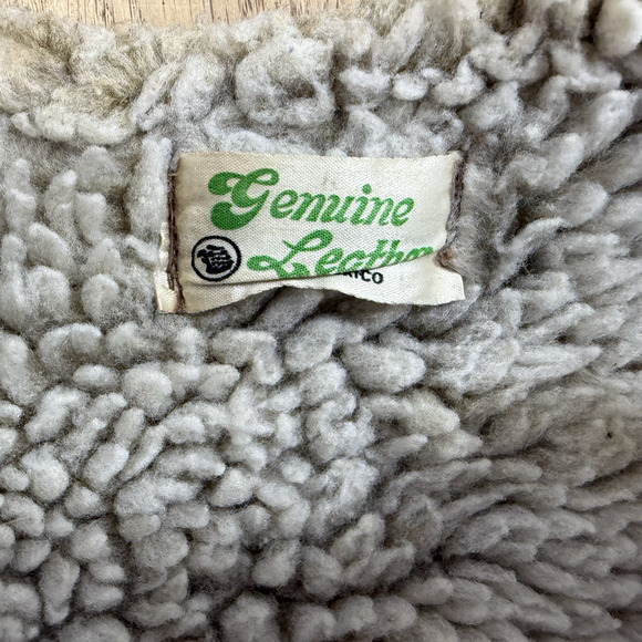 Western Cowboy VTG Sherpa Shearling Brown Patchwork Suede Leather Vest Size S/M - Picture 8 of 8